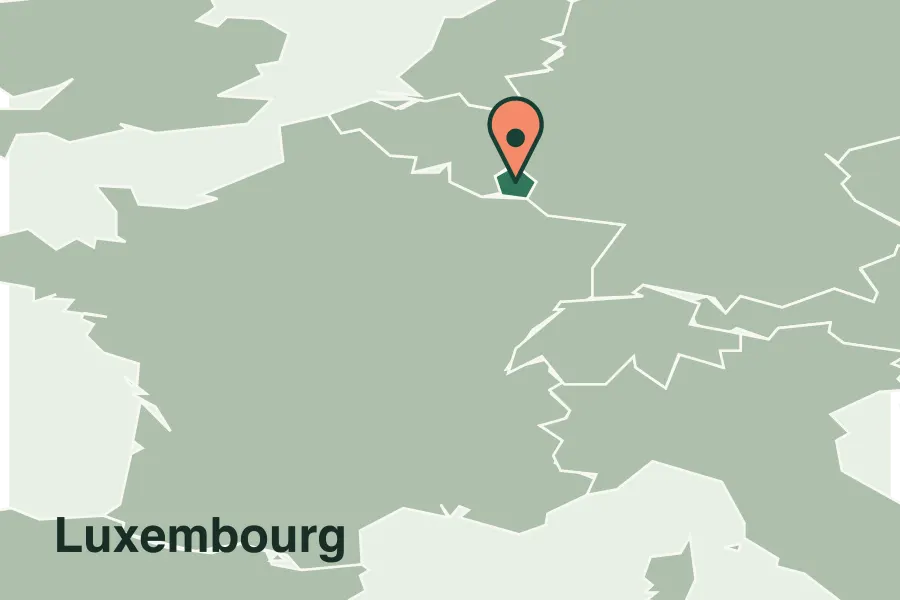 Luxembourg highlighted between Belgium, France and Germany.